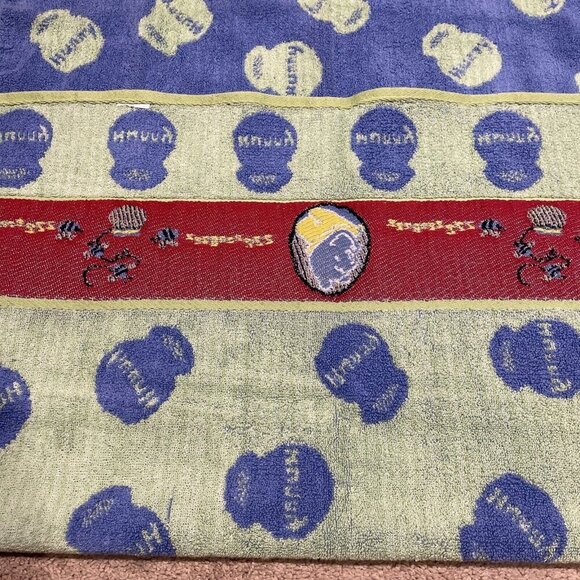 Vintage Disney Winnie the Pooh Bath Beach Towel 50x27” Blue Honey Pots & Bees - Picture 6 of 8